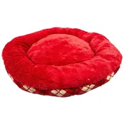 Barker & Meow Luxury Tartan Plaid Plush Pet Bed – Red, 24" Round