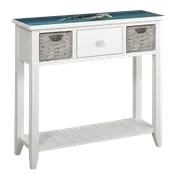 Accent Entry Table 1 Drawer 2 Baskets White with Optional Top Painting