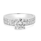 Rhodium 925 Silver Moissanite Double Row Shank Ring