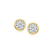 1.00 ct. t.w. Bezel-Set CZ Stud Earrings in 18kt Gold Over Sterling