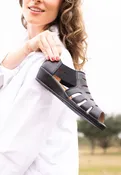 Deborah Kent's Boutique in South Tampa — Bayla Sandal in Black by L'amour Pieds at Deborah Kent's Boutique