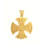 Byzantine cross necklace hand engraved-14K solid