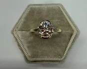 14k Yellow Gold Genuine 2.09 Carat Lab Grown Round Brilliant Cut Diamond Partial Bezel Ring