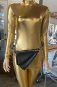 Black Leather "Fanny Pack" FoldOver Small Hip Crossbody Bag — jackie robbins leather + jewelry