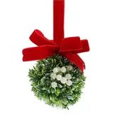 100mm Christmas Kissing Ball with Ribbon - Red