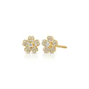 14KY Diamond Mini Cherry Blossom Stud Earrings