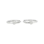 .03 CARAT CERTFIED LAB GROWN DIAMONDS STERLING SILVER RHODIUM PLATED 15 MM EARRINGS HOOPS