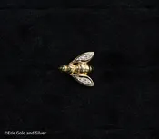 14K Yellow Gold Diamond 3D Bee Pin Brooch