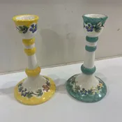 2pc Set Italian Vietri Ceramic Candle Holders ACCESSORIES 3.5Wx6H