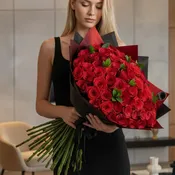 For My Love red roses wrapped Bouque