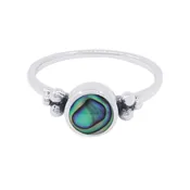 10492<br>ring 6mm round framed w/ 3dot design ABALONE .925