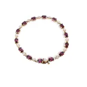 10K Yellow Gold | Garnet Tennis Bracelet | White Stone Accents
