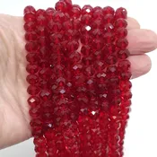 Chinese Crystal 8mm Faceted Rondelle Beads, Deep Red