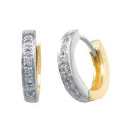 14K Two Tone Diamond Hoop Earrings