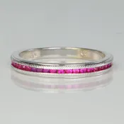 10K White Gold Channel Set Synthetic Ruby Ring