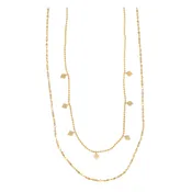 18K Gold Double-Layer Diamond Charm Necklace