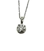10K White Gold 1/2 Carat Natural Diamond Solitaire Pendant