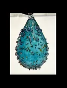 Aqua Marine Ornament with Gold Spot Design — Welcome to Santa Barbara Glassblowing Studio