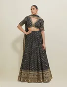 Black Hand Embroidered Chanderi Lehenga Set