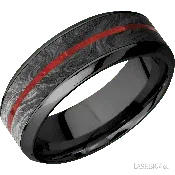 Lashbrook Men's Wedding Band with inlays of Forged Carbon Fiber and Coral