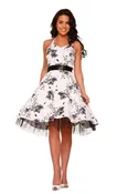 0211 Graphite Flower Halter Dress in White