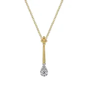 14 Karat Two-Tone Gold 0.17 Carat Diamond Gabriel Teardrop Pendant Necklace - 15.5"–17.5"