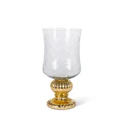 Glass Candle Holder with Gold Mecury Base, 14.9"H