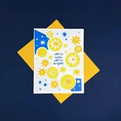All Is Calm. All is Bright.  Risograph Greeting Card