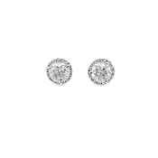 14K White Gold 4.00TW Diamond Halo Earrings