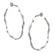 Art Deco Hoop Earrings | Silver Satin Finish