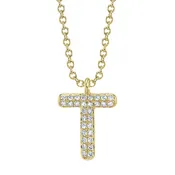 0.06CT DIAMOND PAVE NECKLACE - INITIAL T