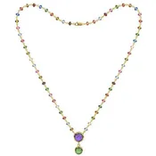 14k Antique Look Cabochon Tourmaline Rondelle Necklace