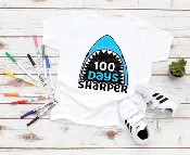 100 Days Sharper Shark DTF Transfer – Fun School Milestone Ready to Press