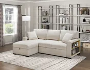 9630BE*2LC2R Sectional with Left Chaise, Pull-out Bed and Hidden Storage, Charging Ports. By Homelegance.