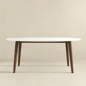 Ada Mid Century Modern Style Solid Wood Walnut Oval Dining Table
