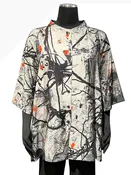 3 Potato J2401-FLWC Multicolor Hand Printed Blouse With Mock Collar