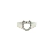 14K White Gold and Diamond Horseshoe Ring