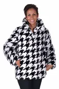Black and White Houndstooth Design 27″ Mink Jacket – size 8