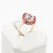 14 Karat Ladies Ring With Rubies and Diamonds