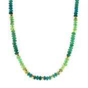 14K Yellow Gold Green Afganite Beaded Necklace