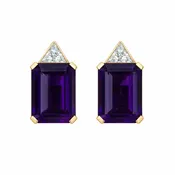 0.10 CTW Diamond & Amethyst 14K Two-Tone Gold Drop Earrings