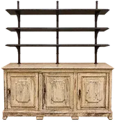 19th-Century French Painted Cabinet with Open Shelving
