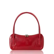 Italian Handmade Vegetable Tanned Leather Shoulder Bag: DARK RED