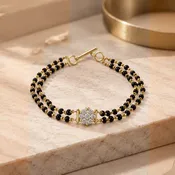18K Gold Diamond Bracelet with black beads