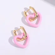 14K Gold Plated Rectangle & Heart Earrings