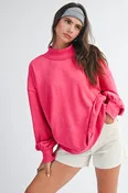 9164HK Oversized Mock Neck Washed Sweatshirt
