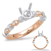 Rose &amp;amp; White Gold Halo Engagement Ring