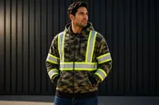 Reflective Zip-Up Hoodie — Camo with Hi-Vis Reflective Tape