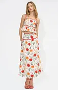 ADELYN RAE AURORA FLORAL MAXI SKIRT IN IVORY MULTI