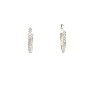 10K White Gold Diamond Huggie Hoop Earring (151-00020)